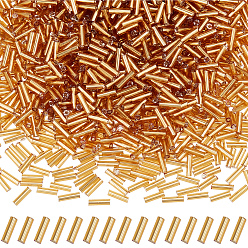 (932FM) Темно-синий аква-матовый с подкладкой 50g стеклянные бусины с покрытием, металлических цветов, темно-золотистые, 6~7x2 мм, отверстие : 1 мм