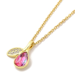 Peach 304 подвесные из нержавеющей стали ожерелья, Ожерелье с кулоном из кубического циркония, персик, 17.32 дюйм(44см) подвеска: 19x15мм