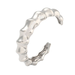 Нержавеющая Сталь Цвет Не тускнеет 304 браслеты-манжеты из нержавеющей стали и бамбука для женщин, цвет нержавеющей стали, внутренний диаметр: 2-1/8x2-3/8 дюйм (5.3x6.1 см)