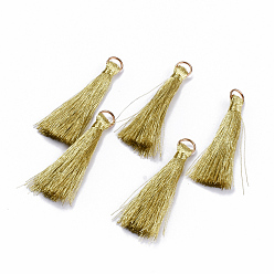Goldenrod Polyester Tassel Pendant Decorations, with Golden Iron Jump Rings, Goldenrod, 48~53x6~9mm, Hole: 5x2.5mm