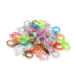 Mixed Color Transparent Plastic Lobster CLaw Clasps, Mixed Color, 26x19x6mm, Hole: 2mm