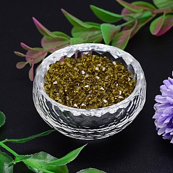 Цвет Оливы Граненый имитация австрийский хрусталь пряди шарик, класс AAA, двухконусные, оливковый, 6x6 мм, отверстия: 0.7~0.9 мм, около 360 шт / мешок