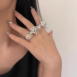 Shell Shape Кольцо-манжета с открытой раковиной для женщин, кольцо из сплава в летнем стиле бохо, платина, раковина, внутренний диаметр: 17.5 мм