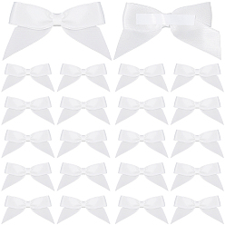 Белый Самоклеящийся полиэстеровый бант, аксессуары для упаковки подарочных коробок, белые, 58x75x4.5 мм