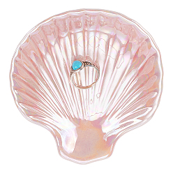 Pink Керамическая тарелка для украшений в форме ракушки, для колец браслетов ожерелий, розовые, 107x101x23 мм