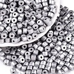 Гейнсборо Стеклянные бусины с перламутровым эффектом для выпечки, круглое отверстие, цилиндр, светло-серые, 4x5.5 мм, отверстие : 1.8 мм, Около 2500 шт / фунт