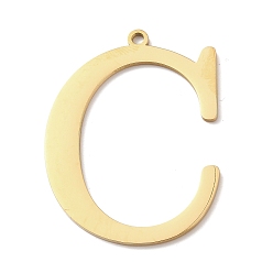 Letter C 304 подвески из нержавеющей стали, буквы, реальный 18 k позолоченный, ионное покрытие (ip), буква С, 40x30x1.4 мм, отверстие : 2 мм