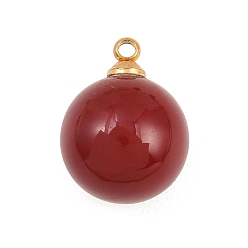 Темно-Красный 304 подвески из нержавеющей стали смолы, круглый шарм, золотые, темно-красный, 18x13.5 мм, отверстие : 1.6 мм