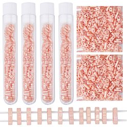 Светло-Коралловый 200шт 2стеклянный бисер с отверстием, непрозрачные радужные цвета , прямоугольные, свет коралловый, 4.5~5x2x1~1.5 мм, отверстие : 0.5~0.8 мм