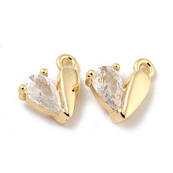 Настоящее золото 18K Латунь стекло кулоны, реальный 18 k позолоченный, 8x6x2.5 мм, отверстие : 0.8 мм