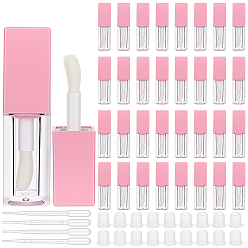 Pink 36шт. пустые квадратные пластиковые тюбики для блеска для губ с крышкой, Многоразовый косметический контейнер с аппликатором., с 4шт. пластиковыми пипетками, розовые, 2.2x2.2x8.3 см, емкость: 5 мл (0.17 жидких унций)