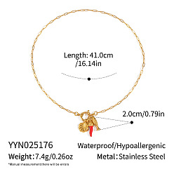Fish Европейский стиль 304 ожерелья с подвесками из нержавеющей стали, реальный 18 k позолоченный, рыба, 16.14 дюйм (41 см)