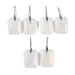 Хрусталь Натуральный кристалл кварца мотаться серьги, с латунными крючками для сережек, без кадмия и без свинца, прямоугольные, 43.5x18 мм