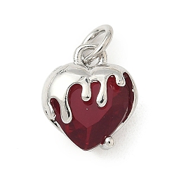 Красный Кулон из циркония, сердце прелести, долговечный, без кадмия и без свинца, стойки покрытие, с целью перехода в кольце, платина, красные, 11.5x10x6 мм, отверстие : 3.3 мм