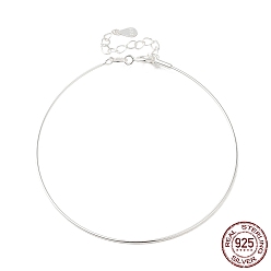 Серебро 925 стерлингового серебра браслеты, регулируемые женские браслеты из бисера своими руками, с печатью s925 и поворотной застежкой, серебряный цвет гальваническим, 6-1/2 дюйм (16.4 см)