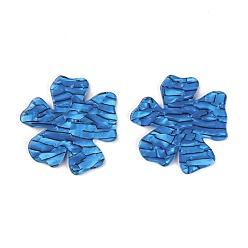 Dodger Blue Acrylic Pendants, for DIY Earring Accessories, Flower, Dodger Blue, 40x41x2.5mm, Hole: 1.6mm