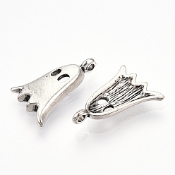 Античное Серебро Сплавочные подвески тибетского стиля, без кадмия и без свинца, призрак, античное серебро, 18.5x12.5x2.5 мм, отверстие : 1.5 мм