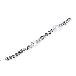 Светло-голубой Нити бусин из акрила, стекла, АБС-пластика, жемчуга, сплава и полимерной глины с паве из стразов, баррель, для изготовления ювелирных изделий, граненые, светло-голубой, 7.2~7.5x4.5~5.5 мм, отверстие : 1.2 мм, около 23 шт / нитка, 7.09~7.28'' (18~18.5 см)