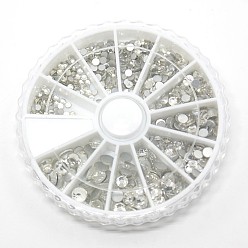 Crystal 1 Box Garment Accessories Glass Flat Back Rhinestone, Grade A, Back Plated, Faceted Half Round, Crystal, 2~5x1~2mm