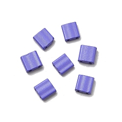 Сланцево-синий 2 Отверстие для выпечки краски стеклянные бусины, квадратный, синевато-серый, 5x5x2 мм, отверстие : 0.8 мм