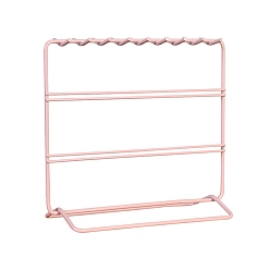 Pink Rectangle Iron Jewelry Display Tower Stands, Jewelry Organizer Holder for Earrings, Bracelet, Necklace Storage, Pink, 20.5x8.4x19cm