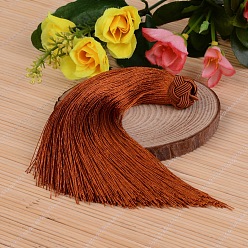 Сиена Красивый дизайн украшения нейлон кисточкой кулон, цвет охры, 160x18 мм, отверстие : 4 мм