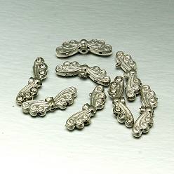 Платина Тибетский стиль сплава многожильных ссылки, крыло, платина, 6x21.5x4 мм, отверстие : 1.5 мм