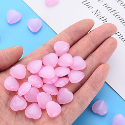 Pearl Pink Transparent Acrylic Beads, Dyed, Heart, Pearl Pink, 13.5x14x6mm, Hole: 1.5mm, about 775pcs/500g
