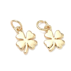Light Gold Латунные подвески, клевер амулеты, долговечный, стойки покрытие, золотой свет, 14x10x2 мм, Перейти кольцо: 6x1 мм, внутренний диаметр: 4 мм