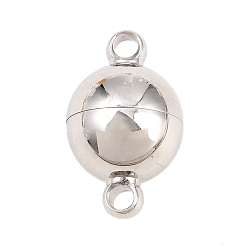 Stainless Steel Color 304 Stainless Steel Magnetic Clasps, Round, with Loops, Round Hole, Stainless Steel Color, 20x12x12mm, Hole: 2mm