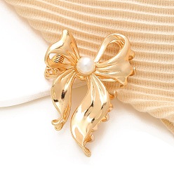 Золотой Сплав с пластиковыми жемчужными заколками для волос для женщин и девочек, бантом, золотые, 70x45 мм