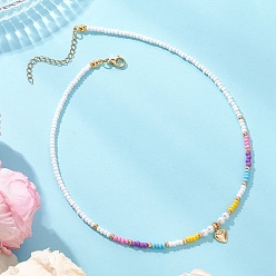 Желтый День святого Валентина 304 Подвеска в форме сердца из нержавеющей стали, ожерелье из бисера со стеклянными бусинами для женщин, золотые, желтые, 15.75 дюйм (40 см)