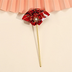Schamottestein Blumenfächer Stoff Haarstäbe, Haarschmuck für Frauen und Mädchen, Schamottestein, 150 mm