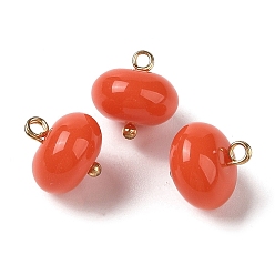 Оранжевый Акриловые подвески, с медными петлями, плоско-круглые, оранжевые, 12x12 мм, отверстие : 1.6 мм