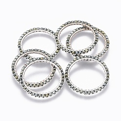 Slate Gray MIYUKI & TOHO Handmade Japanese Seed Beads, with 304 Stainless Steel Link Rings, Loom Pattern, Ring, Silver, Slate Gray, 22~23x1.7mm