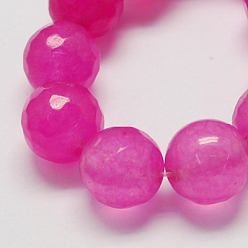 Камелия Естественно нефритовый шарик нити, окрашенные, граненые, круглые, камелия, 12 мм, отверстие : 1 мм, около 32 шт / нитка, 14.6 дюйм