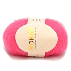 Ярко-Розовый Шерстяная пряжа для вязания мягкая мохеровая вязка длинная шерстяная пряжа шарф своими руками нитки для вязания крючком принадлежности, ярко-розовый, 0.9 мм