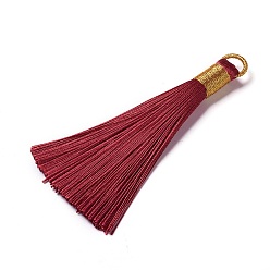 Коричневый Полиэстер кисточкой подвески, коричневые, 80~83x7~8 мм, отверстие : 5~7 мм