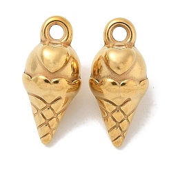 Настоящее золото 18K Ионное покрытие (ip) 304 подвески из нержавеющей стали, очарование мороженого, реальный 18 k позолоченный, 16.5x8x8 мм, отверстие : 1.6 мм