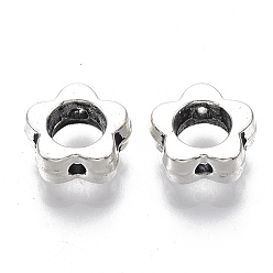 Plata Antigua Abalorios de aleación de estilo tibetano, sin plomo y cadmio, flor, plata antigua, 7.5x8x3 mm, Agujero: 1 mm, sobre 1950 unidades / 1000 g