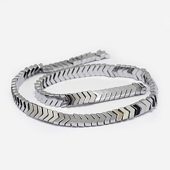 с Платиновым Покрытием Гальванизировать немагнитных синтетический гематит бисер пряди, Стрелки, с покрытием платиным, 6x8x3 мм, отверстие : 1 мм, около 110 шт / нитка, 15.75 дюйм