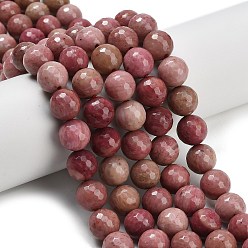 Родонит Природные родонит бисер нитей, граненые, круглые, 12 мм, отверстие : 1.2 мм, около 32~33 шт / нитка, 14.76~15.16'' (37.5~38.5 см)