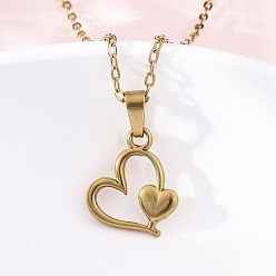 Настоящее золото 18K Сердце 304 из нержавеющей стали кулон ожерелья, ионное покрытие (ip), реальный 18 k позолоченный, 18.11 дюйм (46 см)
