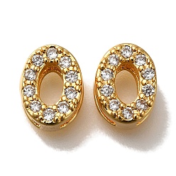 Настоящее золото 18K Стойка покрытие номер латунь микропаве прозрачный кубический цирконий silde подвески, долговечный, без свинца и без кадмия, большое отверстие шарик, реальный 18 k позолоченный, 8.5x6.5x4.5 мм, отверстие : 7x2 мм