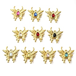 (52) Непрозрачная лаванда 304 подвески из нержавеющей стали, со стразами, реальный 18 k позолоченный, ионное покрытие (ip), бабочка, разноцветные, 24x23x4 мм, отверстие : 2 мм