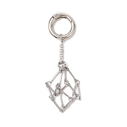 Нержавеющая Сталь Цвет 201 сумка-цепочка из макраме из нержавеющей стали, пустой держатель для камня, подвесное украшение, с литыми пружинными кольцами, цвет нержавеющей стали, 81 мм