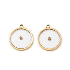Rond Plat Pendentifs en acier inoxydable, or, charmes rondes plates, 304mm, Trou: 17x15x2.5mm