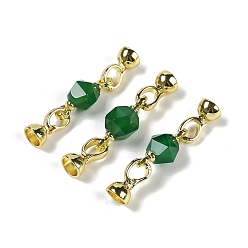 Gemstone Натуральный окрашенный и нагретый зеленый оникс-агат с латунными застежками-защелками, реальный 18 k позолоченный, долговечный, стойки покрытие, граненый твист , 45 мм