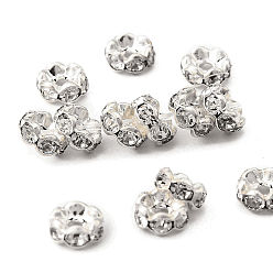 Серебро Латунные бусины разделители для поставки стразов, без кадмия и без свинца, класс А, кристалл, волнистый край, рондель, серебряный цвет гальваническим, 5x2.5 мм, отверстие : 1~1.3 мм