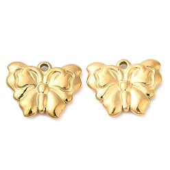 Golden Ion Plating(IP) 304 Stainless Steel Pendants, Butterfly Charm, Golden, 16x20x3mm, Hole: 1.5mm
